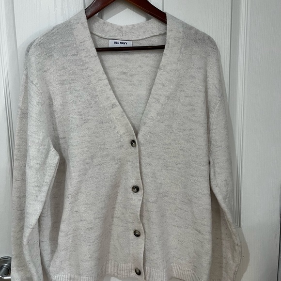 Old Navy off white with a slight color of gray button up cardigan size large - Picture 2 of 10